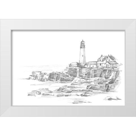 Lighthouse Sketch II White Modern Wood Framed Art Print by Harper, Ethan