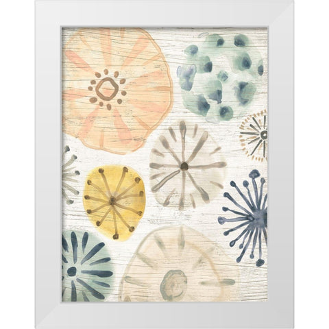 Ocean Urchins I White Modern Wood Framed Art Print by Vess, June Erica