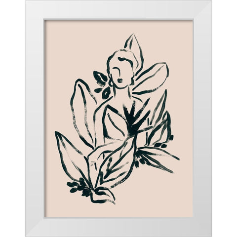 Foliage Figure I White Modern Wood Framed Art Print by Vess, June Erica