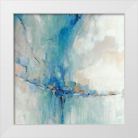 Blue Stone Abstract I White Modern Wood Framed Art Print by OToole, Tim