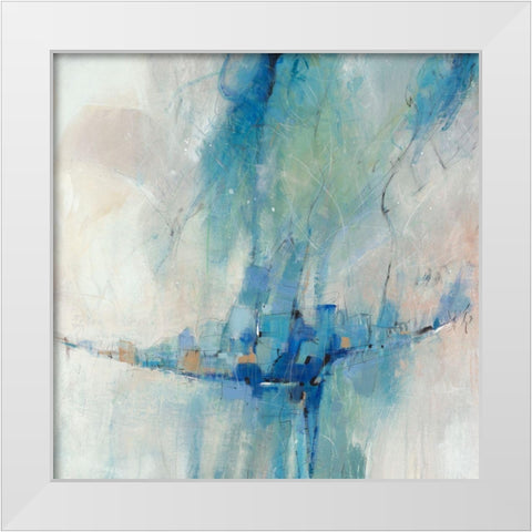 Blue Stone Abstract II White Modern Wood Framed Art Print by OToole, Tim