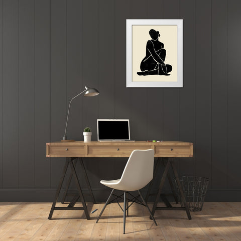 Onyx Figure I White Modern Wood Framed Art Print by Barnes, Victoria