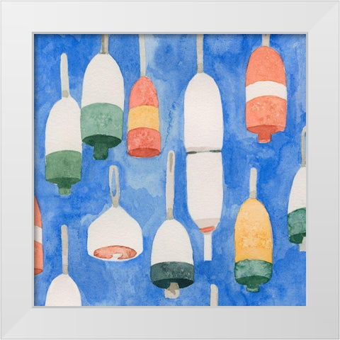 Salty Ocean Buoys I White Modern Wood Framed Art Print by Caroline, Emma
