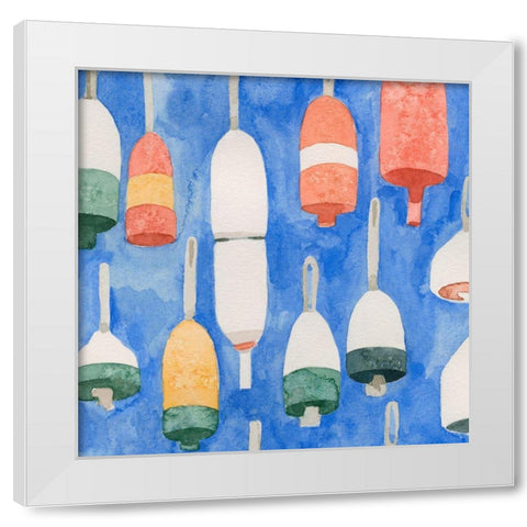 Salty Ocean Buoys II White Modern Wood Framed Art Print by Caroline, Emma