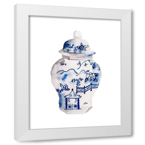 Indigo Vase II White Modern Wood Framed Art Print by Wang, Melissa