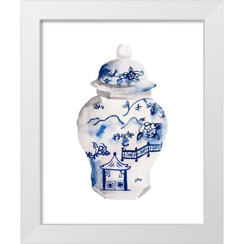 Indigo Vase II White Modern Wood Framed Art Print by Wang, Melissa