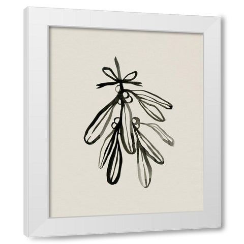 Mistletoe Sketch with Bows I White Modern Wood Framed Art Print by Caroline, Emma