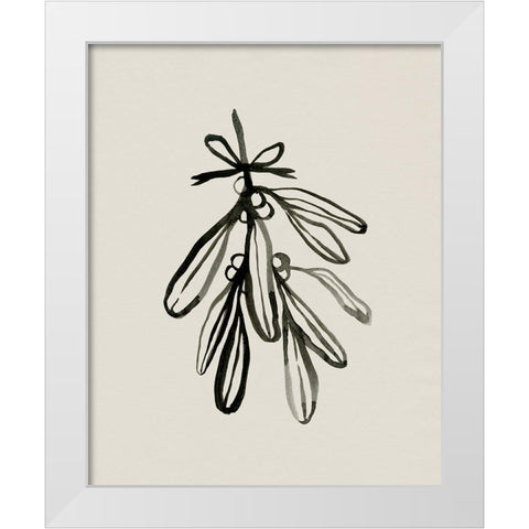 Mistletoe Sketch with Bows I White Modern Wood Framed Art Print by Caroline, Emma