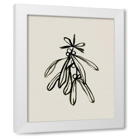 Mistletoe Sketch with Bows II White Modern Wood Framed Art Print by Caroline, Emma