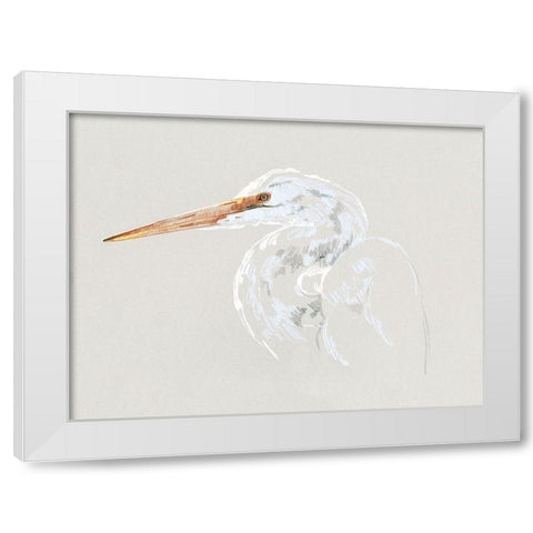 Bright Egret Sketch II White Modern Wood Framed Art Print by Caroline, Emma