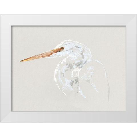 Bright Egret Sketch II White Modern Wood Framed Art Print by Caroline, Emma