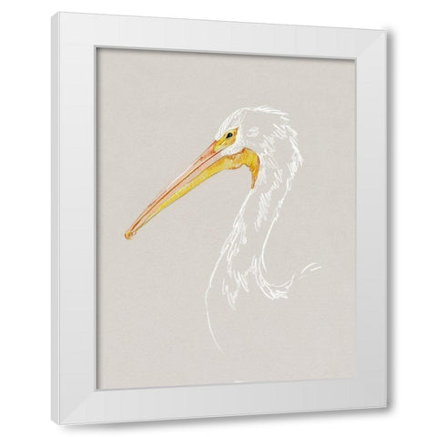 Bright Pelican Sketch I White Modern Wood Framed Art Print by Caroline, Emma