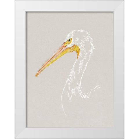 Bright Pelican Sketch I White Modern Wood Framed Art Print by Caroline, Emma