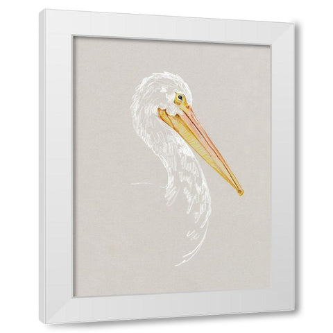 Bright Pelican Sketch II White Modern Wood Framed Art Print by Caroline, Emma