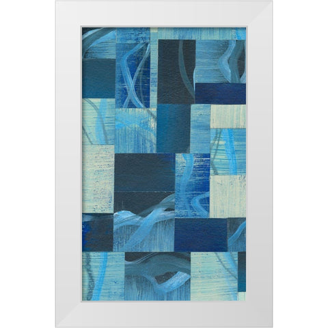 Denim Blocks I White Modern Wood Framed Art Print by Moore, Regina