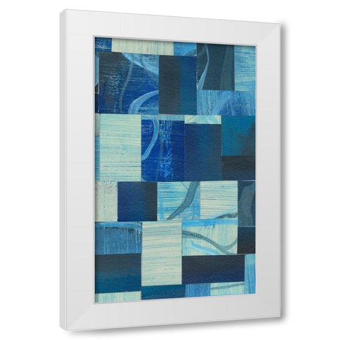 Denim Blocks II White Modern Wood Framed Art Print by Moore, Regina