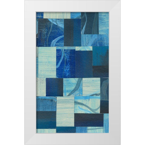 Denim Blocks II White Modern Wood Framed Art Print by Moore, Regina