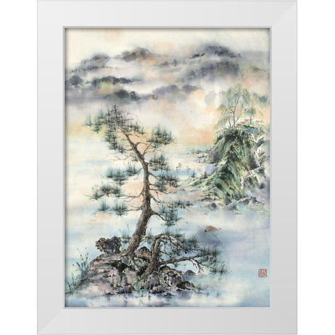 Meeting of the Wind-Nature And Man White Modern Wood Framed Art Print by Rae, Nan