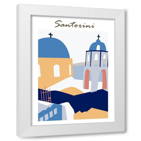 Santorini Greece I White Modern Wood Framed Art Print by Wang, Melissa