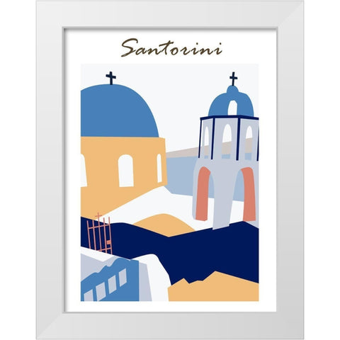 Santorini Greece I White Modern Wood Framed Art Print by Wang, Melissa