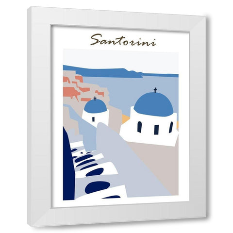 Santorini Greece II White Modern Wood Framed Art Print by Wang, Melissa