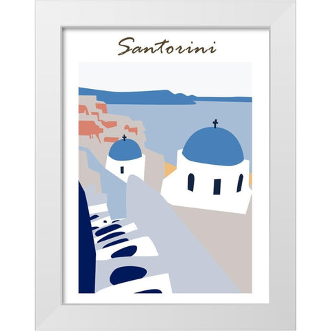 Santorini Greece II White Modern Wood Framed Art Print by Wang, Melissa