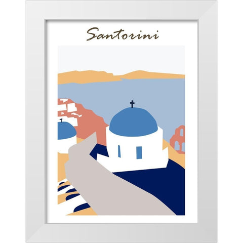 Santorini Greece III White Modern Wood Framed Art Print by Wang, Melissa