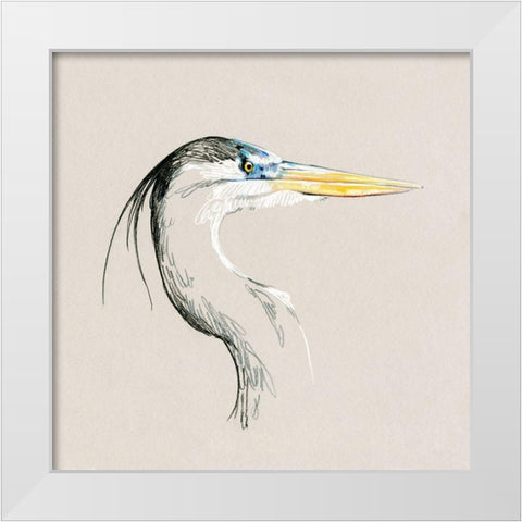 Bright Heron Sketch I White Modern Wood Framed Art Print by Caroline, Emma