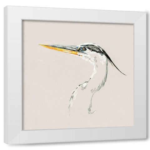 Bright Heron Sketch II White Modern Wood Framed Art Print by Caroline, Emma
