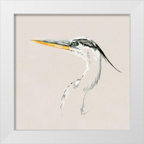 Bright Heron Sketch II White Modern Wood Framed Art Print by Caroline, Emma