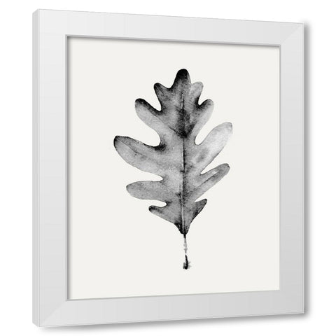 Smoky Oak Leaf I White Modern Wood Framed Art Print by Caroline, Emma