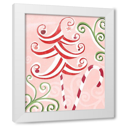 Candy Cane Holiday I White Modern Wood Framed Art Print by Vess, June Erica