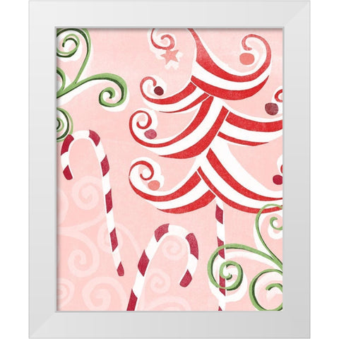 Candy Cane Holiday II White Modern Wood Framed Art Print by Vess, June Erica