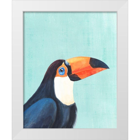 Exotic Bird on Blue II White Modern Wood Framed Art Print by Warren, Annie