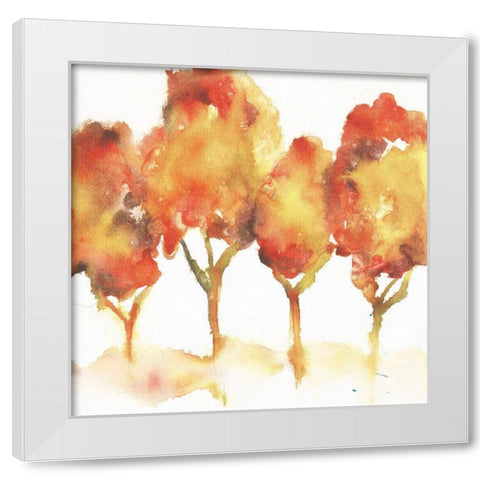 Golden Forest White Modern Wood Framed Art Print by Combs, Joyce