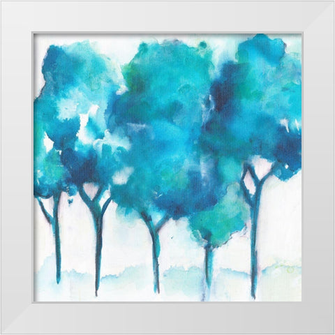 Turquoise Forest White Modern Wood Framed Art Print by Combs, Joyce