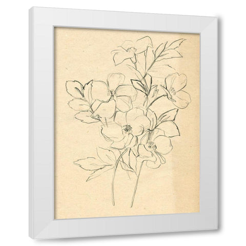 Contour Flower Sketch I White Modern Wood Framed Art Print by Parker, Jennifer Paxton