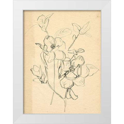 Contour Flower Sketch II White Modern Wood Framed Art Print by Parker, Jennifer Paxton