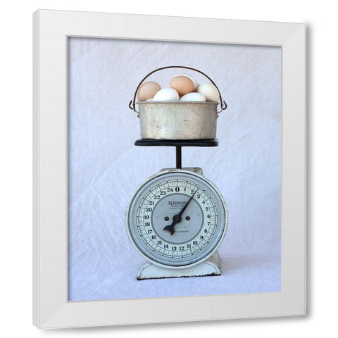 Eggs on Scale White Modern Wood Framed Art Print by Soderman, Tania