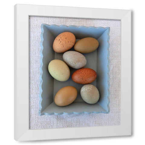 Rainbow Eggs in Blue Box White Modern Wood Framed Art Print by Soderman, Tania