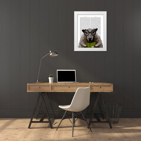 Intelligent Sheep White Modern Wood Framed Art Print by Fab Funky