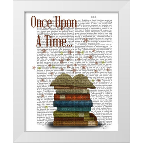 Once Upon A Time Books White Modern Wood Framed Art Print by Fab Funky