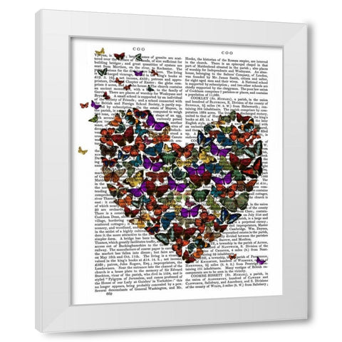 Butterfly Heart White Modern Wood Framed Art Print by Fab Funky