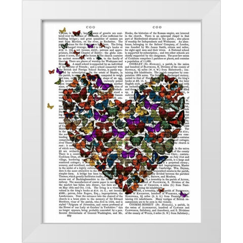 Butterfly Heart White Modern Wood Framed Art Print by Fab Funky