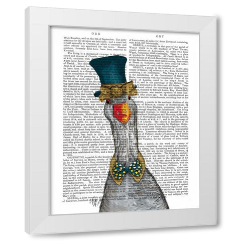 Goose in Blue Hat White Modern Wood Framed Art Print by Fab Funky