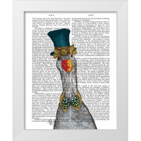 Goose in Blue Hat White Modern Wood Framed Art Print by Fab Funky
