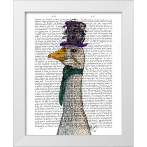 Goose in Purple Hat White Modern Wood Framed Art Print by Fab Funky