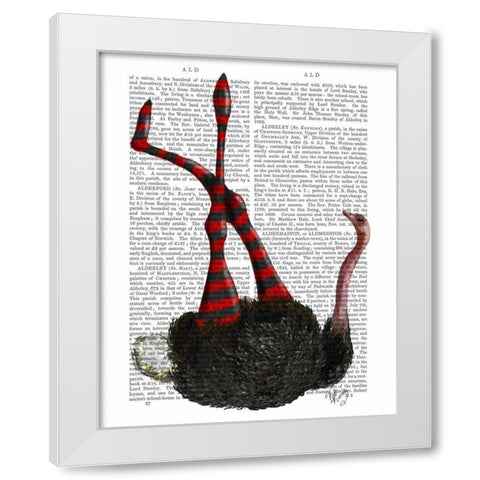 Ostrich with Striped Leggings White Modern Wood Framed Art Print by Fab Funky