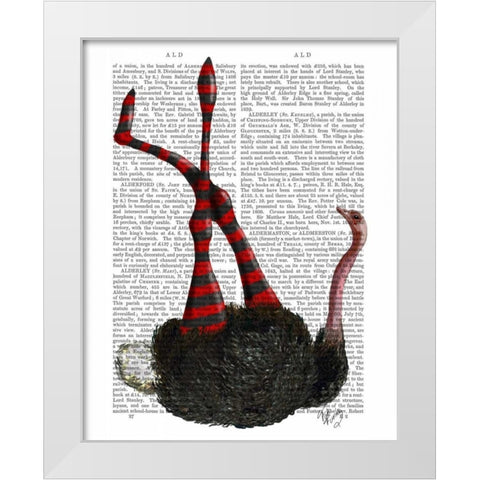 Ostrich with Striped Leggings White Modern Wood Framed Art Print by Fab Funky