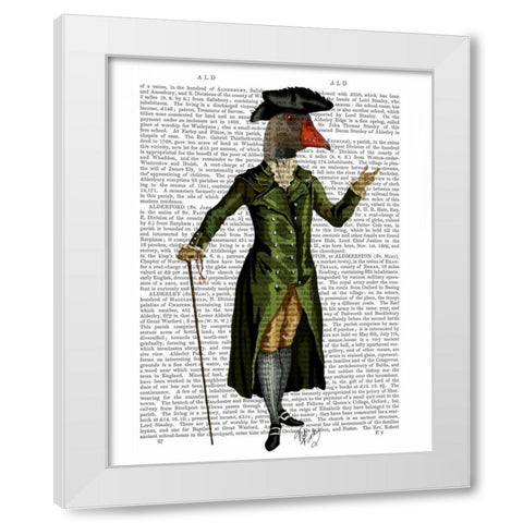 Goose in Green Regency Coat White Modern Wood Framed Art Print by Fab Funky